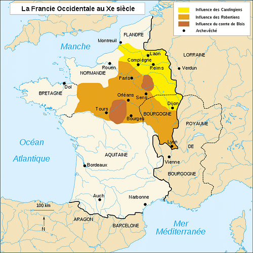 Map of France, 10th Century CE