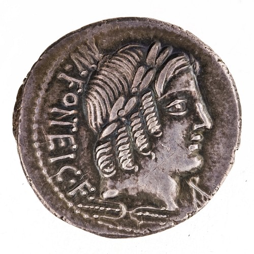 Denarius of Manius Fonteius, 85 BCE (by American Numismatic Society, Public Domain) Denarius of Manius Fonteius, 85 BCE (by American Numismatic Society, Public Domain)