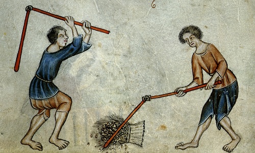 Medieval Peasants Threshing