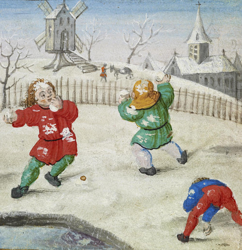 Medieval Children Snowballing