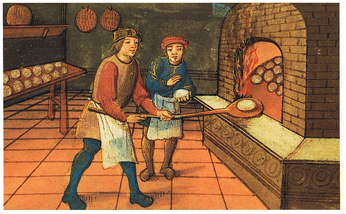 Medieval Baker & Apprentice (by Unknown Artist, Public Domain)
