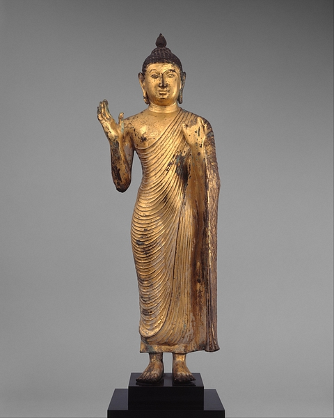 Standing Gilded Copper Buddha