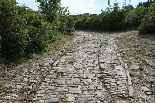 Roman Road in Ambrussum, a Roadside Town in Gaul