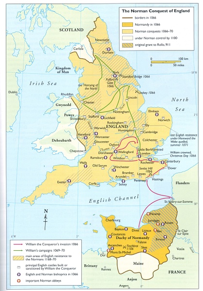 Map of the Norman Conquest of England