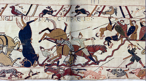 Norman Cavalry at Hastings, Bayeux Tapestry (by Unknown Artist, Public Domain)