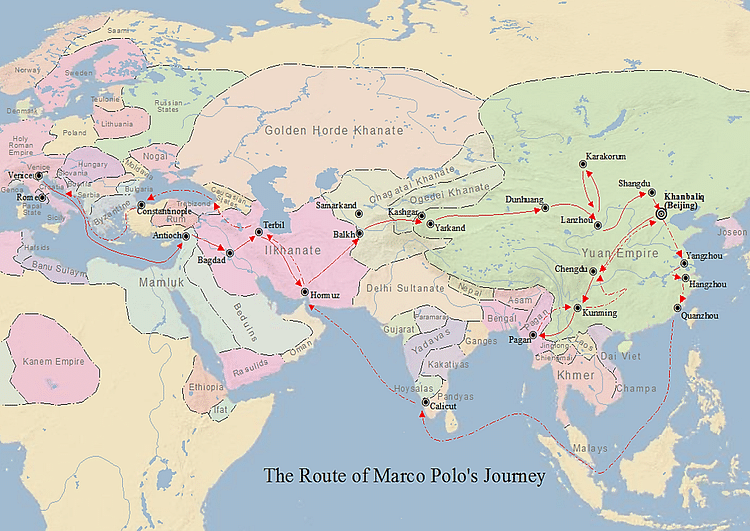 Map of Marco Polo's Travels