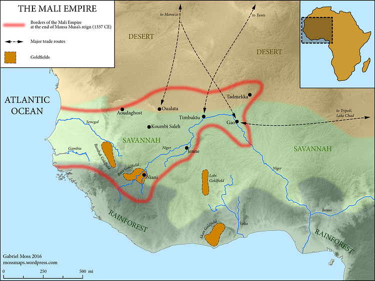 Map of the Mali Empire, c. 1337 CE