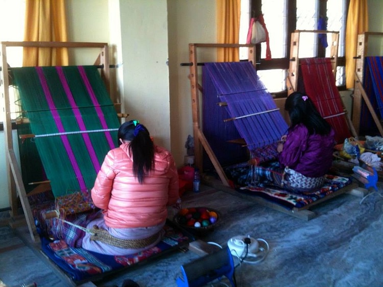 Bhutanese Women Weaving