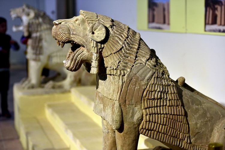 A Pair of Lions from Tell Harmal at the Iraq Museum