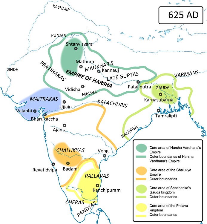 Ancient India in 625 CE