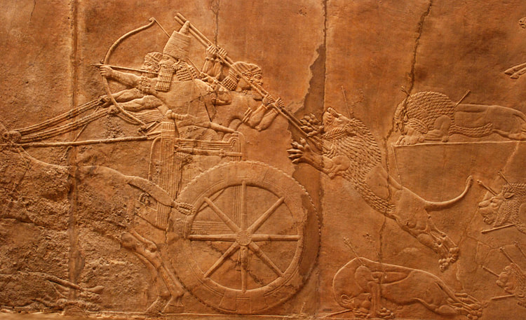 Royal Lion Hunt on Chariot