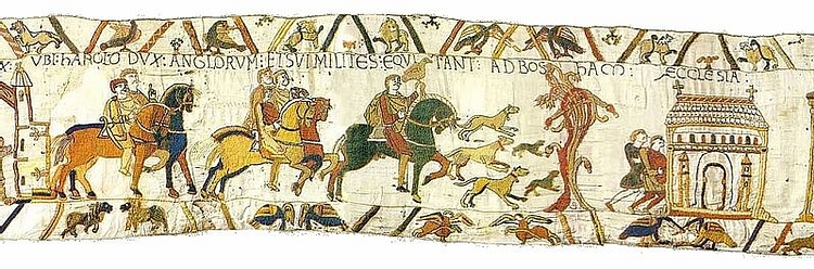 Harold Godwinson em uma caçada, tapeçaria de Bayeux
