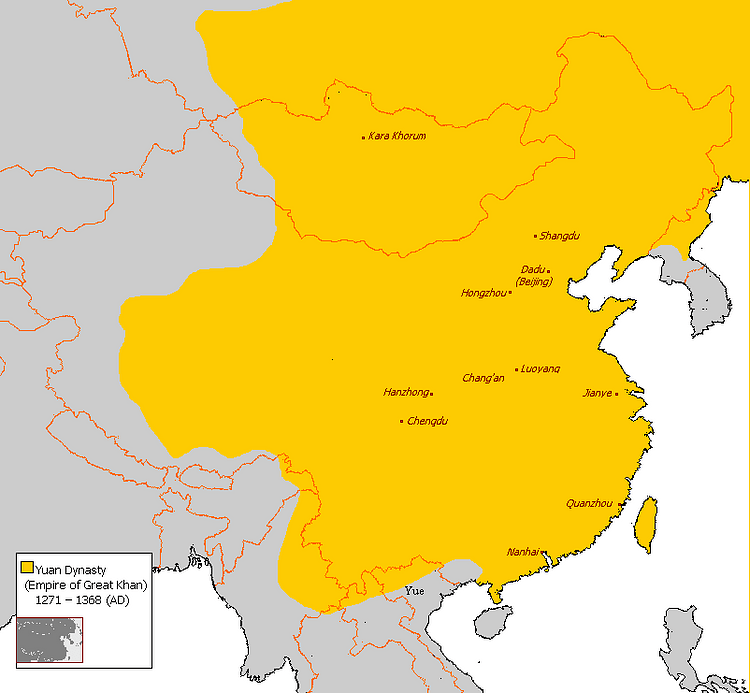 Map of Yuan Dynasty China