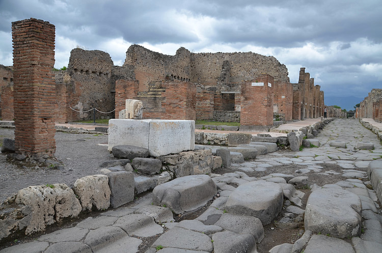 A Street in Pompeii with Stepping Stones & a Public Fountain