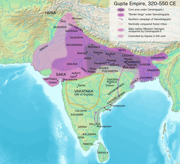 Extent of the Gupta Empire, 320-550 CE