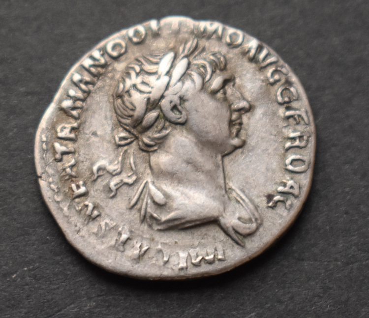 Silver Denarius of Trajan (Obverse Side)