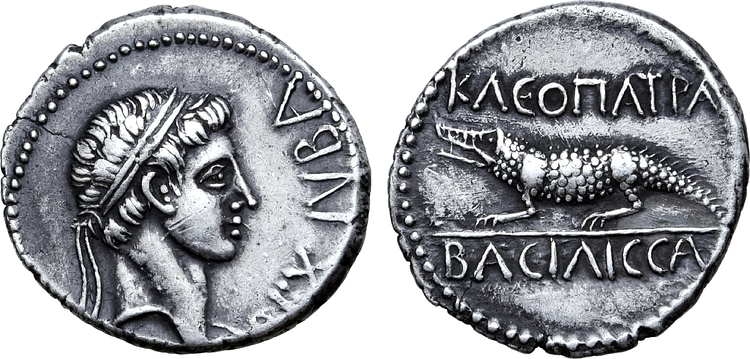 Crocodile Denarius of Cleopatra Selene II