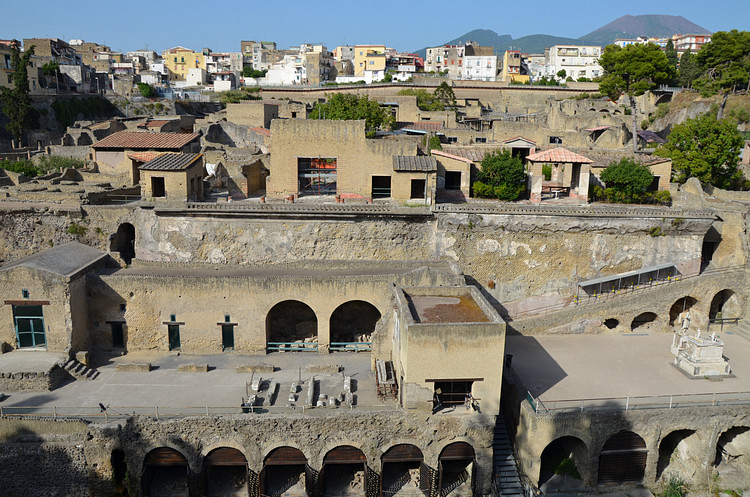 View of Herculaneum from the Seafront towards Vesuvius