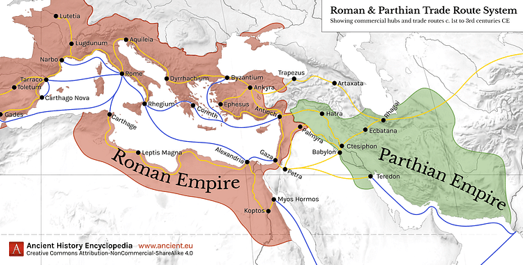Map of Roman & Parthian Trade Routes