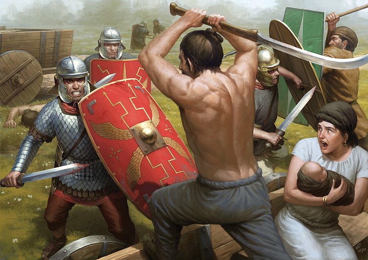 Romans Fighting Dacian & Germanic Warrriors