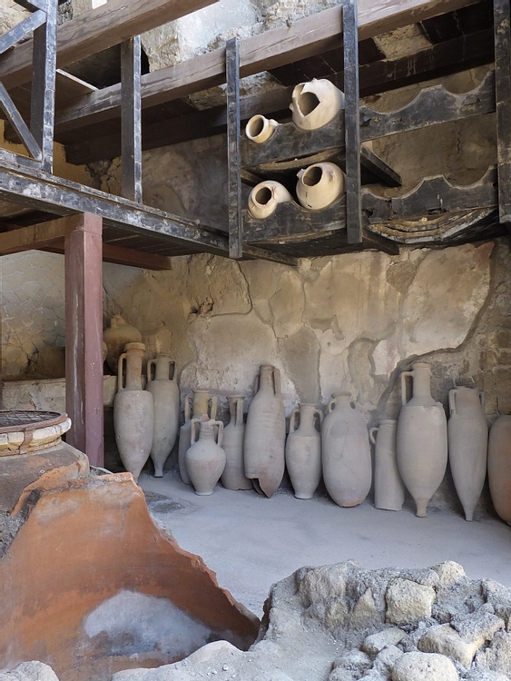 Amphorae on Wooden Racks in Herculaneum