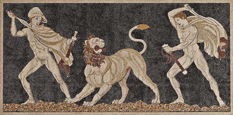 Lion Hunt Mosaic, Pella