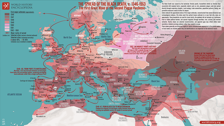 Map of the Spread of the Black Death, c. 1346–1353