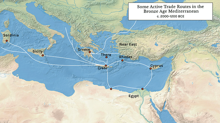 Some Active Trade Routes in the Bronze Age Mediterranean