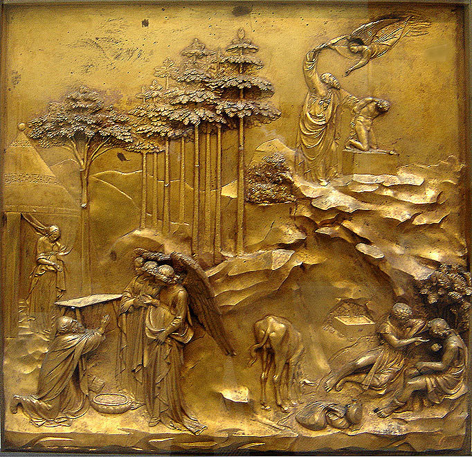 The Angels before Abraham & Sacrifice of Isaac by Ghiberti