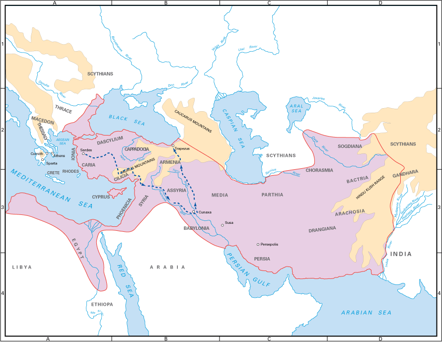 Map of Persia and the March of the Ten Thousand