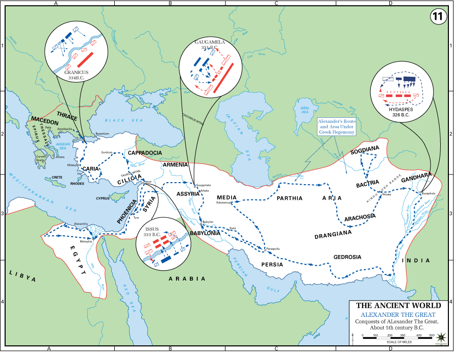 Map of Alexander the Great's Conquests