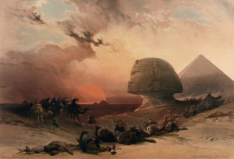 Sandstorm Approaching the Sphinx at Giza at Sunset