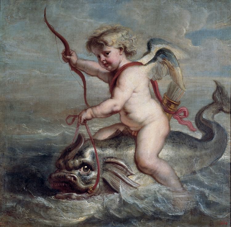 Cupid Riding A Dolphin