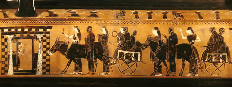 Terracotta Lekythos Depicting a Wedding Procession