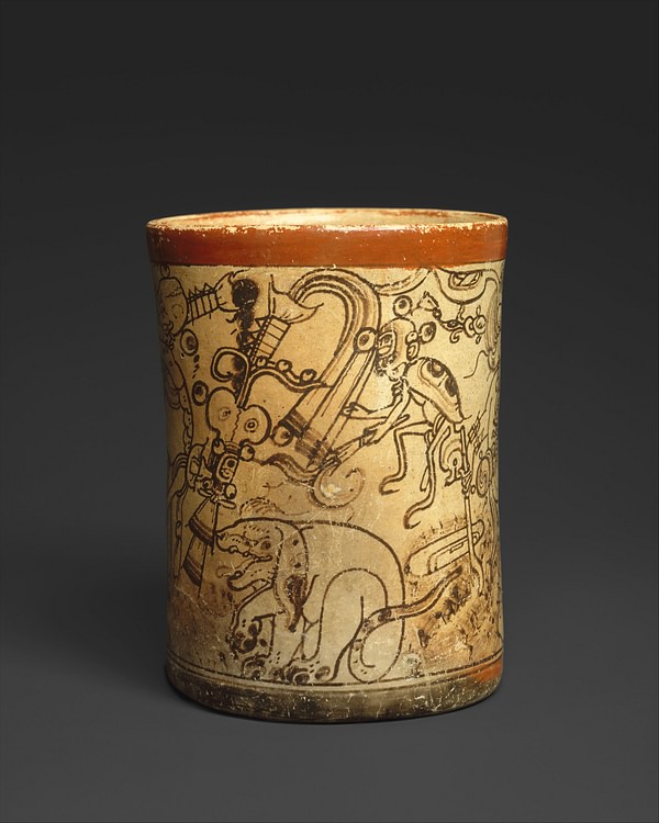 Maya Vessel with Dog Painting