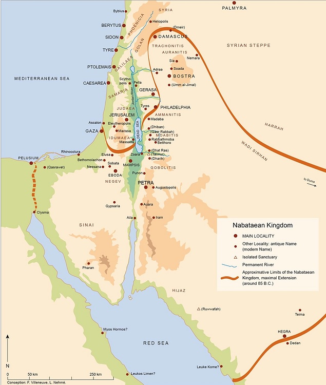 Map of the Nabatean Kingdom