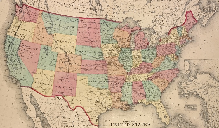 Map of the United States, 1874
