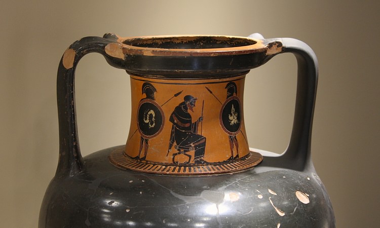 Old Man & Two Hoplites, Attic Black-Figure Amphora