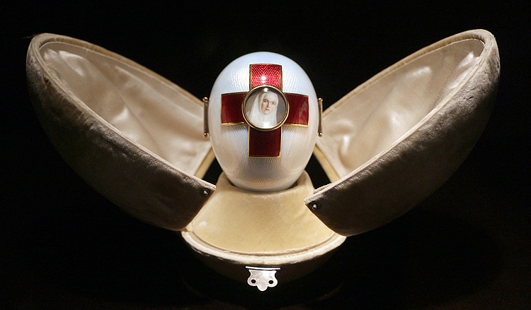 Red Cross with Triptych Egg by Fabergé
