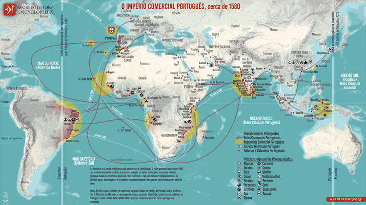 Mapa do Império Comercial Português, cerca de 1580