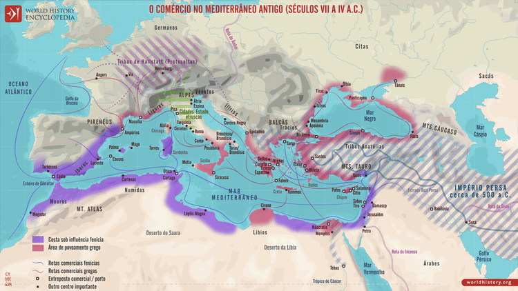 Mapa do Comércio no Mediterrâneo Antigo