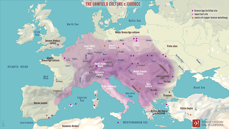 Map of the Urnfield Culture c. 1300 BCE