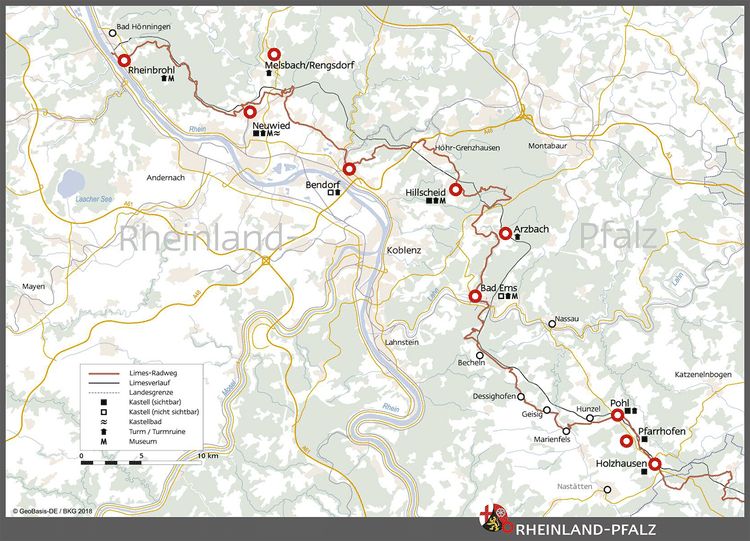 Map of the Limes in Rhineland-Palatinate, Germany - World History ...