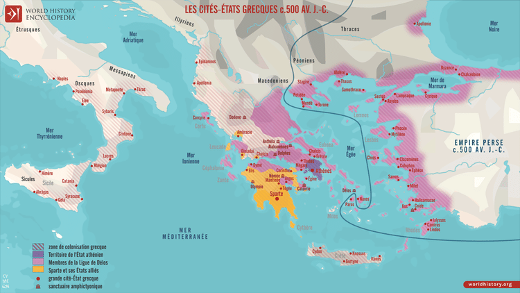 Carte des Cités-États grecques vers 500 avant J.-C.