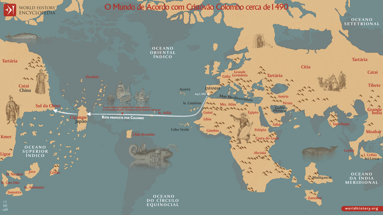 O Mundo de Acordo com Colombo, cerca de 1490