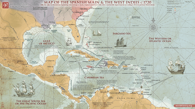 The Spanish Main & the West Indies c.1720