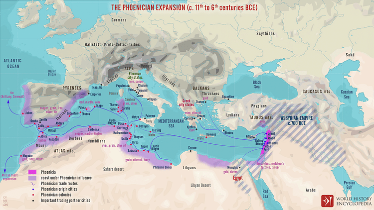 A Expansão Fenícia c.  Séculos 11 a 6 a.C.