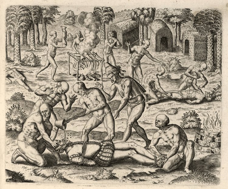 Spanish Conquistadores Being Tortured