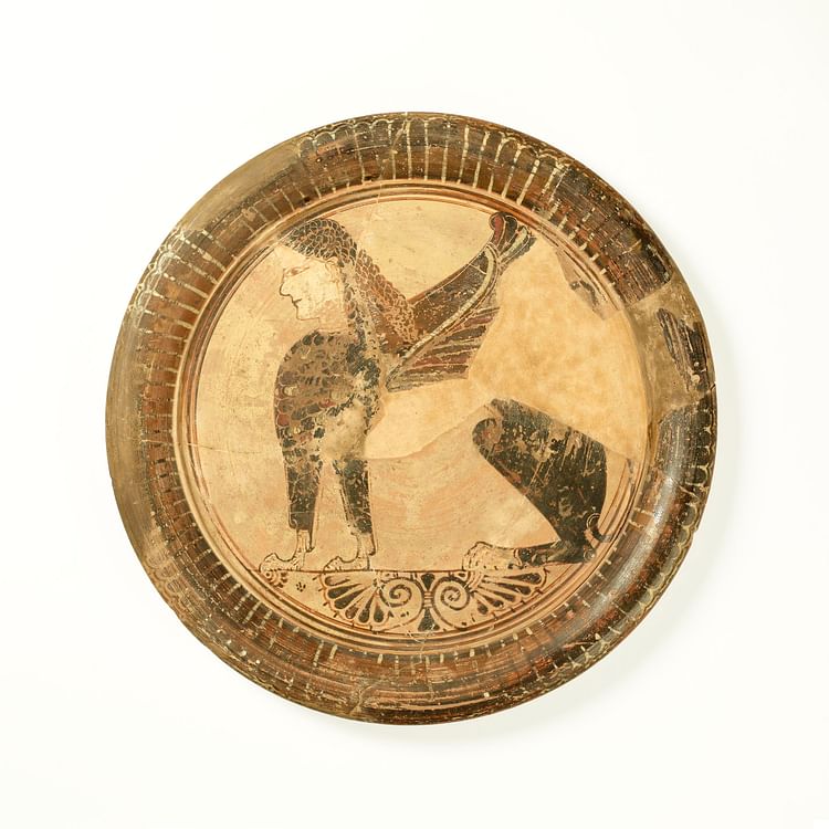 Pottery Plate with a Seated Sphinx