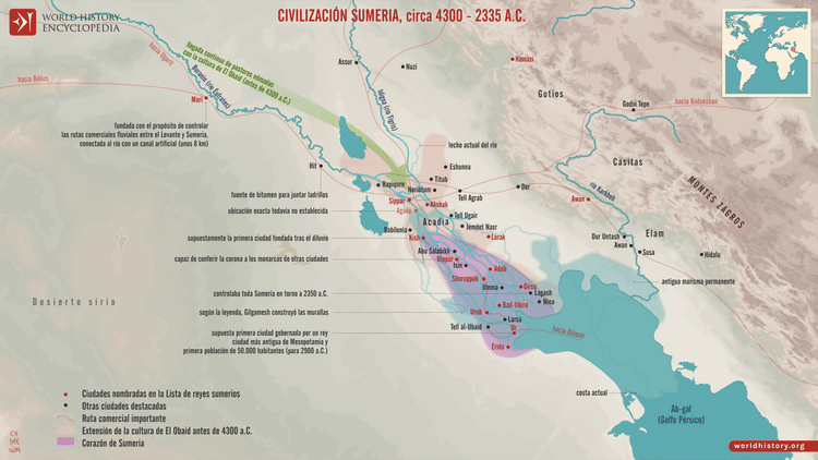 Mapa de la civilización sumeria
